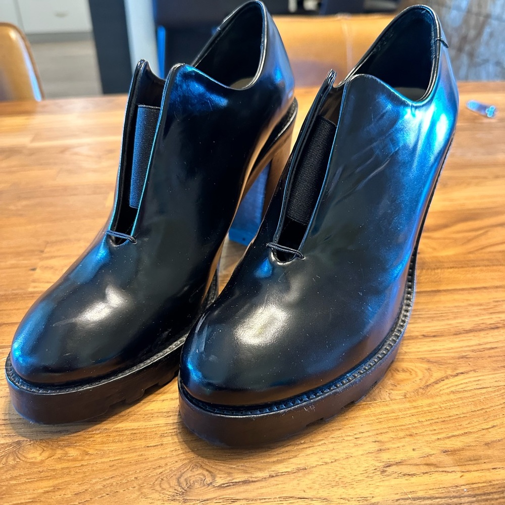Acne heeled patent leather loafers